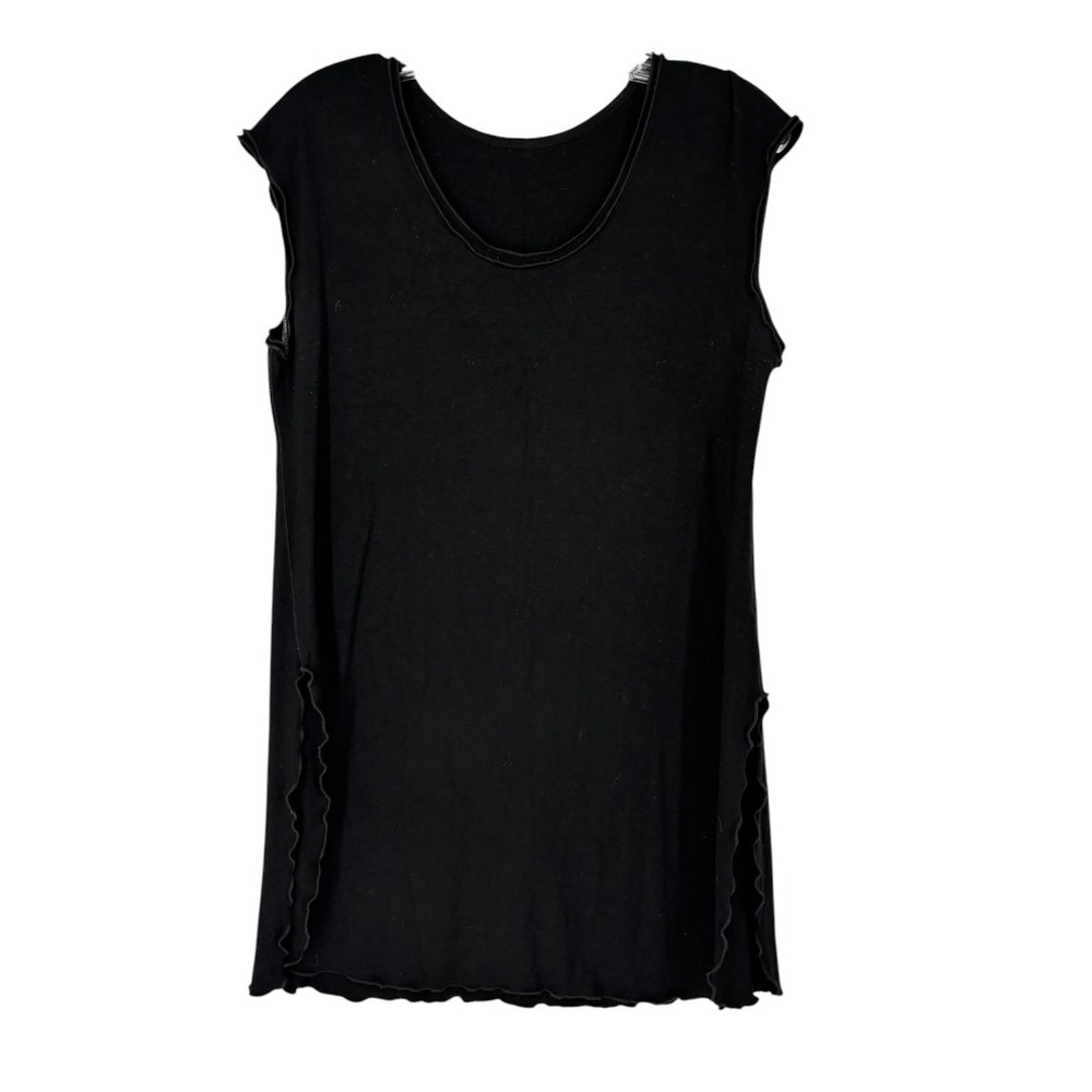 Angelrox Tunic Top Womens OS Black Excellent Bamboo Spandex Lettuce Edge Slit